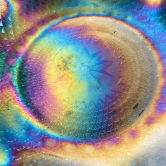 Vintage Iridescent blue Carnival glass ruffled edge hostess plate - Picture 9 of 9